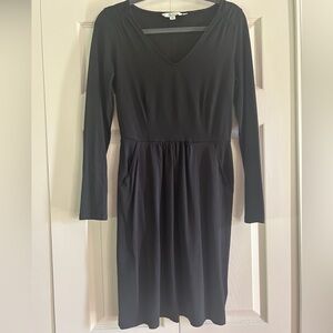Boden Dress Womens Size 6R Black Long Sleeve Cotton Modal Pockets Minimalist